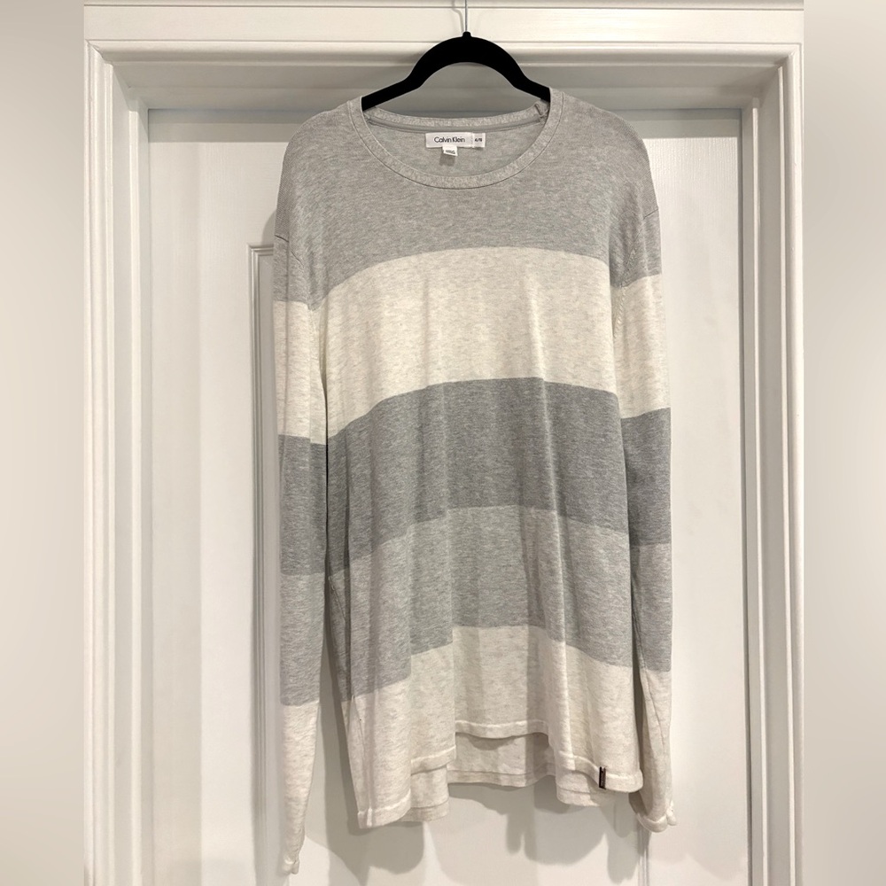 Calvin Klein Men’s Gray Striped Sweater